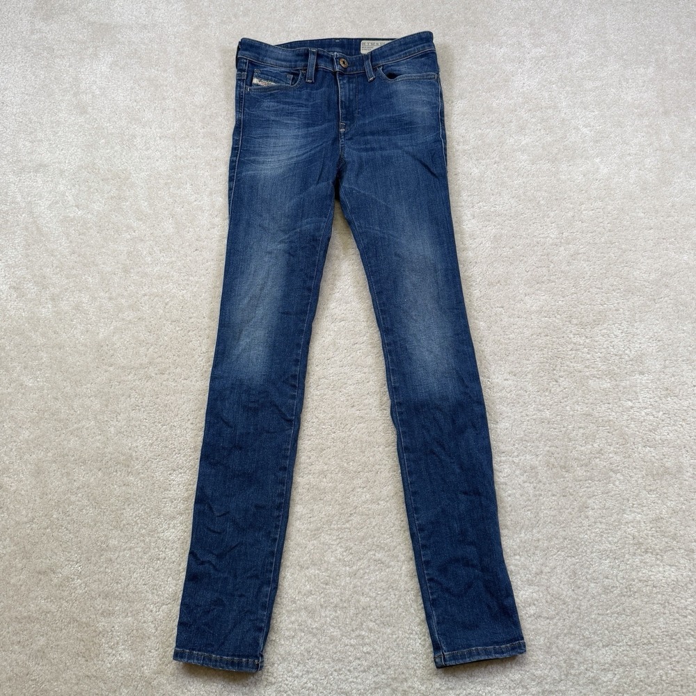 DIESEL Skinzee Super Slim-Skinny Regular Waist Jeans Womens 25 X 30 Blue 0826EF